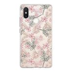 PrintiFy Xiaomi Mi 8 SE ile Uyumlu Kapak Floral Kırmızı Tasarımlı 1mm Fit Şeffaf Silikon Kılıf
