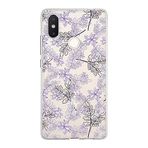 PrintiFy Xiaomi Mi 8 SE ile Uyumlu Kapak Floral Lila Tasarımlı 1mm Fit Şeffaf Silikon Kılıf