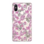 PrintiFy Xiaomi Mi 8 SE ile Uyumlu Kapak Floral Pembe Tasarımlı 1mm Fit Şeffaf Silikon Kılıf
