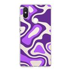 PrintiFy Xiaomi Mi 8 SE ile Uyumlu Kapak Renkli Desen F Mor Tasarımlı 1mm Fit Şeffaf Silikon Kılıf
