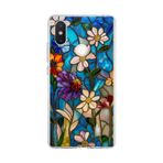 PrintiFy Xiaomi Mi 8 SE ile Uyumlu Vitray Mavi Bahar Tasarımlı Şeffaf Silikon Kılıf