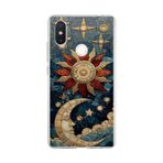 PrintiFy Xiaomi Mi 8 SE ile Uyumlu Vitray Sol ve Luna Tasarımlı Şeffaf Silikon Kılıf