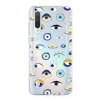 PrintiFy Xiaomi Mi 9 Lite ile Uyumlu 1mm Slim Fit Nazar Boncuğu 2 Baskılı Şeffaf Kılıf