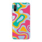 PrintiFy Xiaomi Mi A2 Lite ile Uyumlu Kapak Renkli Desen B Turuncu Tasarımlı 1mm Fit Şeffaf Silikon Kılıf