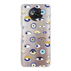 PrintiFy Xiaomi Poco X3 ile Uyumlu 1mm Slim Fit Nazar Boncuğu 2 Baskılı Şeffaf Kılıf