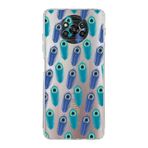 PrintiFy Xiaomi Poco X3 NFC ile Uyumlu 1mm Slim Fit Nazar Boncuğu 4 Baskılı Şeffaf Kılıf