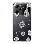 PrintiFy Xiaomi Poco X5 Pro ile Uyumlu 1mm Slim Fit Nazar Boncuğu 5 Baskılı Şeffaf Kılıf