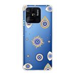 PrintiFy Xiaomi Redmi 10C ile Uyumlu 1mm Slim Fit Nazar Boncuğu 5 Baskılı Şeffaf Kılıf