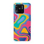 PrintiFy Xiaomi Redmi 10C ile Uyumlu Kapak Renkli Desen B Turuncu Tasarımlı 1mm Fit Şeffaf Silikon Kılıf