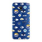 PrintiFy Xiaomi Redmi 8A ile Uyumlu 1mm Slim Fit Nazar Boncuğu 2 Baskılı Şeffaf Kılıf