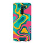 PrintiFy Xiaomi Redmi 9 ile Uyumlu Kapak Renkli Desen B Turuncu Tasarımlı 1mm Fit Şeffaf Silikon Kılıf