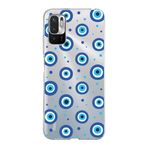 PrintiFy Xiaomi Redmi Note 10 5G ile Uyumlu 1mm Slim Fit Nazar Boncuğu 1 Baskılı Şeffaf Kılıf