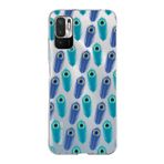 PrintiFy Xiaomi Redmi Note 10 5G ile Uyumlu 1mm Slim Fit Nazar Boncuğu 4 Baskılı Şeffaf Kılıf