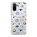 PrintiFy Xiaomi Redmi Note 10 ile Uyumlu 1mm Slim Fit Nazar Boncuğu 2 Baskılı Şeffaf Kılıf
