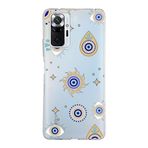 PrintiFy Xiaomi Redmi Note 10 Pro ile Uyumlu 1mm Slim Fit Nazar Boncuğu 5 Baskılı Şeffaf Kılıf