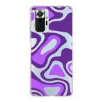 PrintiFy Xiaomi Redmi Note 10 Pro ile Uyumlu Kapak Renkli Desen F Mor Tasarımlı 1mm Fit Şeffaf Silikon Kılıf