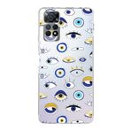PrintiFy Xiaomi Redmi Note 11 Pro ile Uyumlu 1mm Slim Fit Nazar Boncuğu 2 Baskılı Şeffaf Kılıf