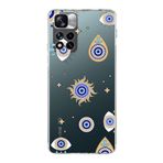 PrintiFy Xiaomi Redmi Note 11 Pro Plus ile Uyumlu 1mm Slim Fit Nazar Boncuğu 5 Baskılı Şeffaf Kılıf