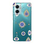 PrintiFy Xiaomi Redmi Note 11E ile Uyumlu 1mm Slim Fit Nazar Boncuğu 5 Baskılı Şeffaf Kılıf