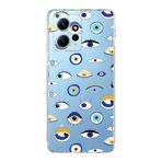 PrintiFy Xiaomi Redmi Note 12 4G ile Uyumlu 1mm Slim Fit Nazar Boncuğu 2 Baskılı Şeffaf Kılıf
