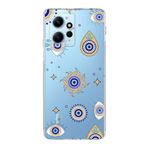 PrintiFy Xiaomi Redmi Note 12 4G ile Uyumlu 1mm Slim Fit Nazar Boncuğu 5 Baskılı Şeffaf Kılıf