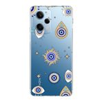 PrintiFy Xiaomi Redmi Note 12 Pro 5G ile Uyumlu 1mm Slim Fit Nazar Boncuğu 5 Baskılı Şeffaf Kılıf