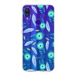 PrintiFy Xiaomi Redmi Note 7 Pro ile Uyumlu 1mm Slim Fit Nazar Boncuğu 3 Baskılı Şeffaf Kılıf
