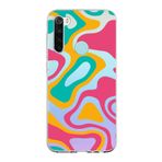 PrintiFy Xiaomi Redmi Note 8 ile Uyumlu Kapak Renkli Desen B Turuncu Tasarımlı 1mm Fit Şeffaf Silikon Kılıf