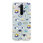 PrintiFy Xiaomi Redmi Note 8 Pro ile Uyumlu 1mm Slim Fit Nazar Boncuğu 2 Baskılı Şeffaf Kılıf