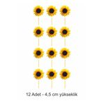 printiks 12 Adet Ayçiçeği Kürdanlı Cupcake Pasta Süsü Süsleme Kalın Kağıt