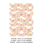 Printiks Altın Renginde Pembe Kelebekler A4 Yenilebilir Süsü Pasta Kurabiye Şeker Hamuru Kağıt Baskısı
