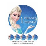 Printiks Elsa 9 Adet 20 Cm 4 Cm Yuvarlak Yenilebilir Pasta Süsü Kurabiye Cupcake Şeker Hamuru Kağıt Baskısı