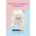 PRİNTOPİA DESİGN Çocuklar İçin Kendin Yap Etkinlik Boyama Aktivite Seti - Stitch Baskılı Keten Çanta, 6'lı Boya+Fırça