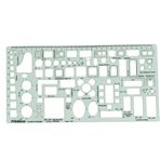 Printtoo 2 mm Ev Planı Mobilya Şablonu, Yatak Odası, Yemek Odası, Banyo ve Çalışma Alanı Düzenleri için İç Mekan Tasarım Çizim Cetveli; Yatak, Kanepe, Masa, Küvet, Lavabo ve Kapı Sembolleri İçerir.