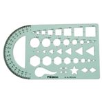 Printtoo Geometrik Çizim Şablonu Plastik Şablon 23x13.2 cm - 2mm Çok Şekilli Cetvel, Daireler, Kareler, Üçgenler, Altıgenler, Ok ve İletki ile Teknik Çizim, Matematik Ödevleri, Günlük Tutma ve El Sana