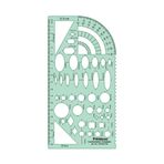Printtoo Geometrik Kombinasyon Şablonu, 2 mm Şeffaf Yeşil Akrilik Çizim Şablonu Cetveli, İletki, Elips, Daire ve Çokgen Kılavuzlu Çok Şekilli Çizim Aleti, Öğrenciler ve Eskizler İçin