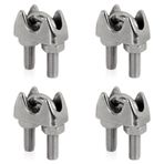 PRIOstahl Tel halat kelepçesi, halat kelepçesi, tel halat kelepçesi, U cıvata, tel halat kelepçesi, 4 adet 2 mm halat bağlantısı, halat gerici, tel kelepçesi, paslanmaz çelik halat V4A