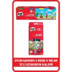 Pritt 12’li Kuru Boya Kalemi + Pritt 4'lü Oyun Hamuru (4x100g)