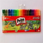 Pritt 24 Renkli Keçeli Kalem Seti - 1. Sınıf Kalite, Yıkanabilir, Standart Boy, Çizim ve Boyama için Desenli