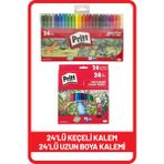 Pritt 24'lü Keçeli Kalem + 24'lü Uzun Kuru Boya Kalemi
