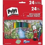Pritt Kuru Boyalar, canlı renklerde boya kalemi, açması kolay ve dayanıklı silinebilir kalem, yumuşak mineli resim kalemi, kaliteli kırtasiye malzemesi, 24 renkli kalem