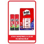 Pritt Stick 22 gr Shrink X 2 Adet Beyaz Silgi 5'li Blister