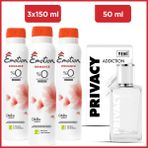Privacy Addiction Woman Edt 50 ml & Emotion Romance 3X150 ml
