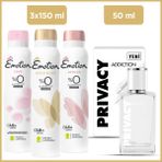 Privacy Addiction Woman Edt Parfüm 50 Ml & Emotion Deodorant Gold Bliss, Joyous, Love 3x150 Ml