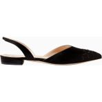 Private Collection Lerina Saten Kristal Taşlı, Italyan Tasarım Slingback Ayakkabı, Zarif Günlük ve Gece Şıklığı - Siyah