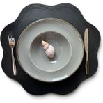 Prive Home PRİVE HOME Siyah Deri Amerikan Servis Asimetrik Modern Stil Sofra Aksesuarı