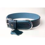 Privilege Flotter Hakiki Deri Köpek Boyun Tasması M Mavi Lacivert 3X38-47 cm