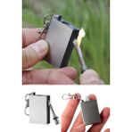 Privo Benzinli Metal Kibrit Rüzgarda Sönmeyen Bitmeyen Kibrit Kamp ve Outdoor Ateş Başlatıcı - 5x5 - Gümüş