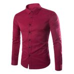 PRJN Erkek elbise gömlekleri Slim Fit uzun kollu günlük resmi gömlek düğmeli iş gömlekleri erkek erkek fiber gömlek uzun kollu dar kesim resmi günlük elastik gömlek erkekler için T Shirt, Wine Red, 5XL