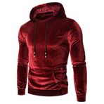 PRJN Erkek sıcak polar kapüşonlu kabarık kazak erkek açık kazak kalın sıcak kazak üst düz renk Hoodie rahat kazak erkek moda vahşi kazak ceket, F-kırmızı, 3XL